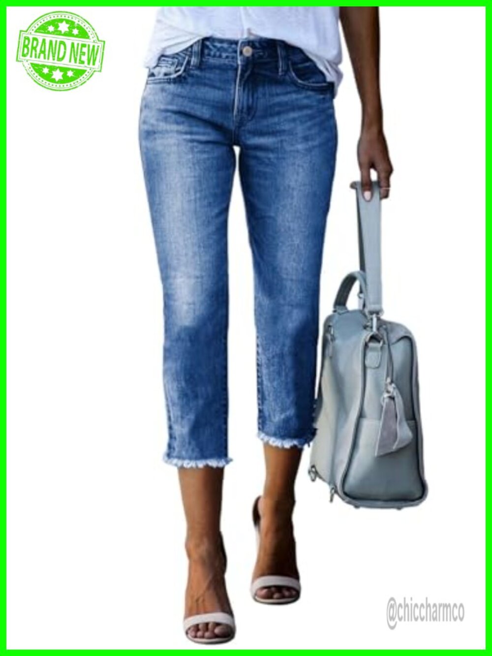 High Waisted Straight Leg Capri Denim Pants